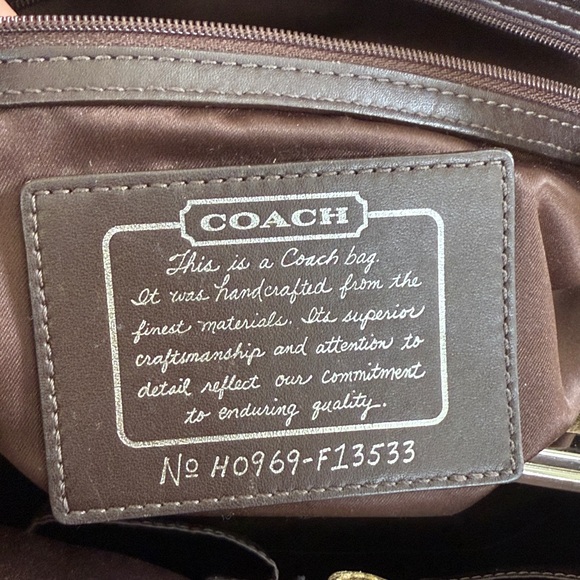 Coach SIgnature  Handbag Purse Large "C" Satchel Tote Gold Tone Trim w/ Hangtag - Picture 7 of 11